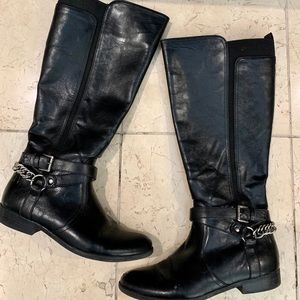 Black Leather Knee-High Boots